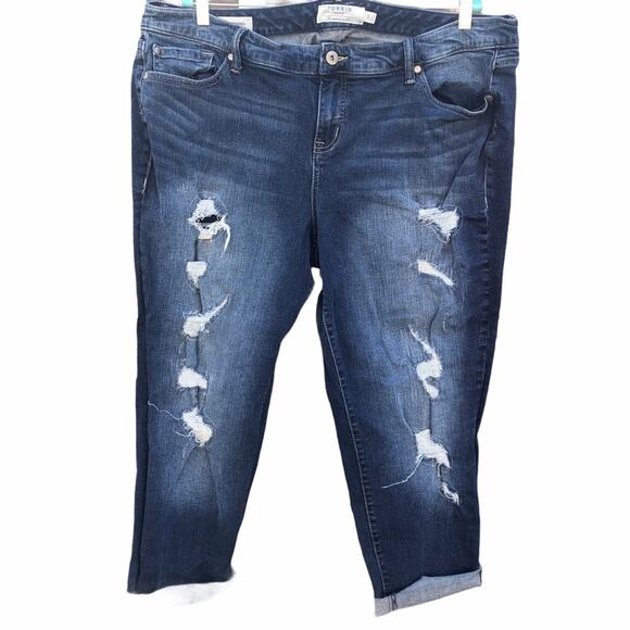 torrid Denim - Torrid Boyfriend jeans distressed raw hem crop size 22